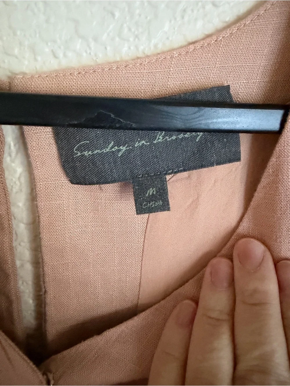 Anthropologie Sunday in Brooklyn Faux Wrap Sleeveless Linen Mini Dress M Peach